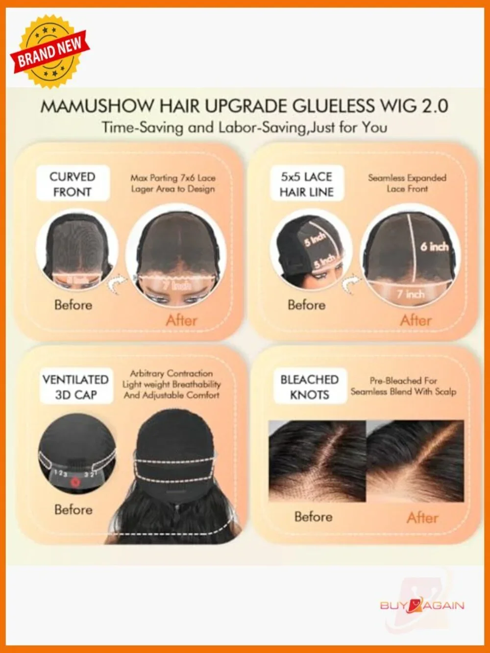 Glueless Body Wave Lace Front Wig Human Hair 250% Density 7x6 HD Closure Pre
